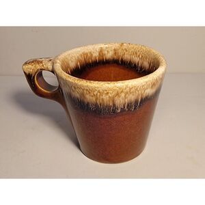 Vintage Hull Brown Drip Glaze Coffee Cup Mug Tea O Handle USA Pottery OvenProof